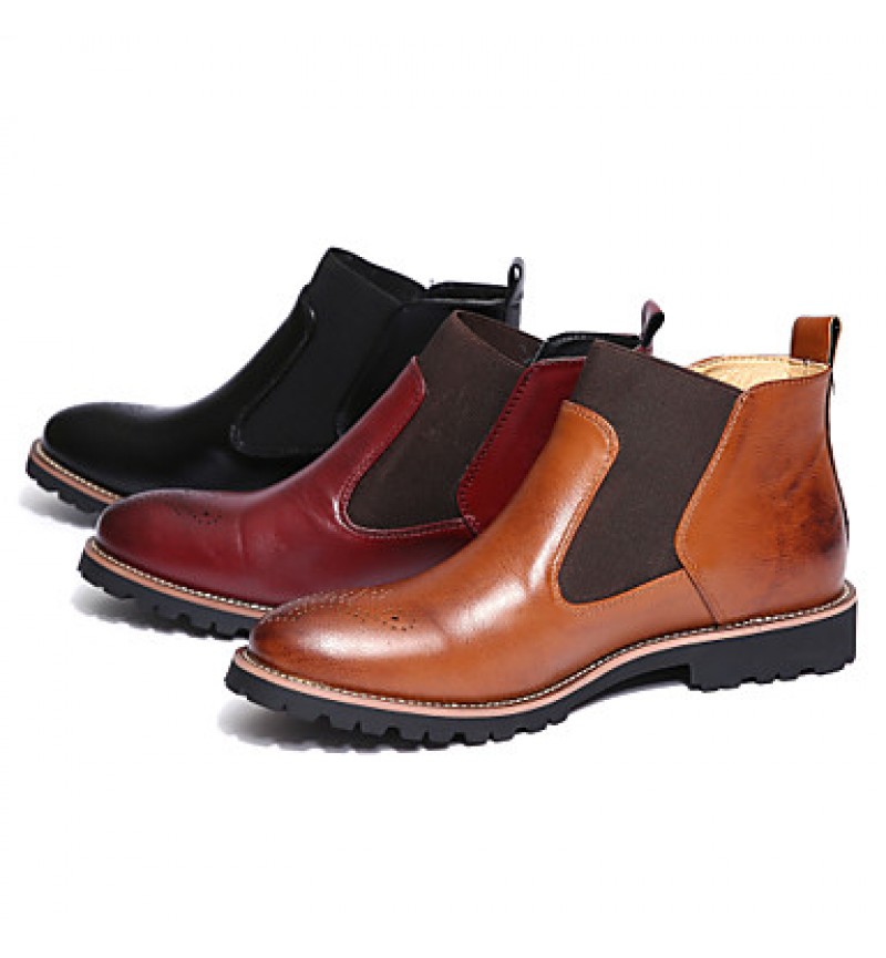 Shoes Leather Office  Career / Casual Boots Office  Career / Casual Low Heel Split Joint Black / Brown / Burgundy  