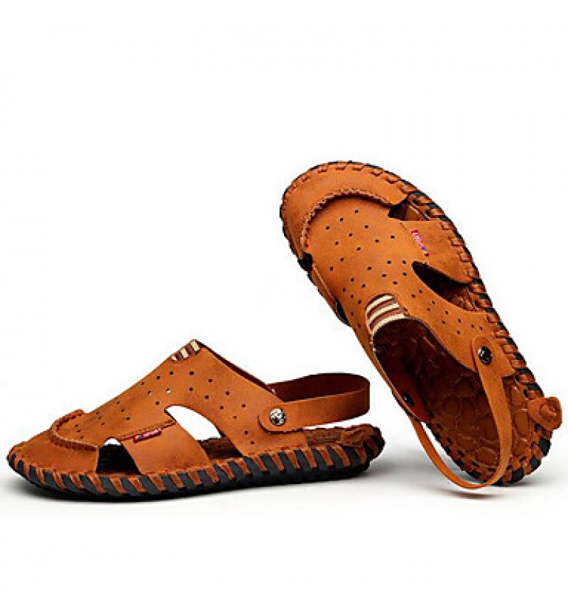 Men's Shoes Outdoor / Office & Career / Athletic / Dress / Casual Nappa Leather Sandals / Flip-Flops Brown  