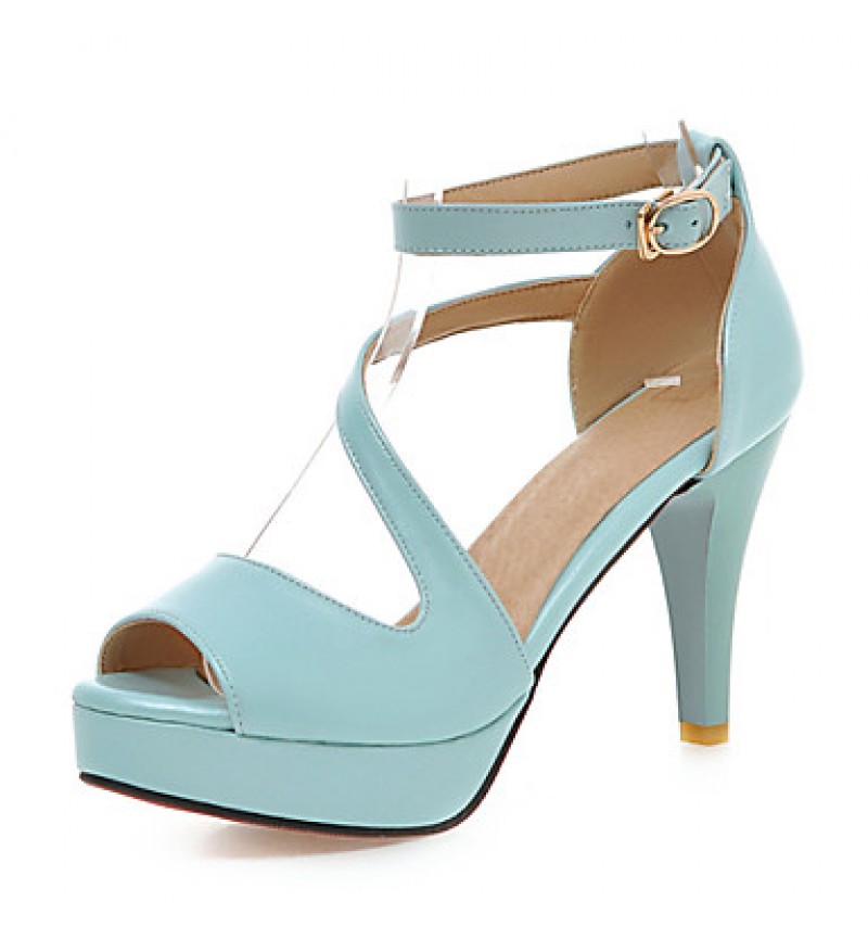 Women's Shoes Cone Heel Peep Toe / Platform Sandals Wedding / Dress Black / Blue / Pink / White / Beige