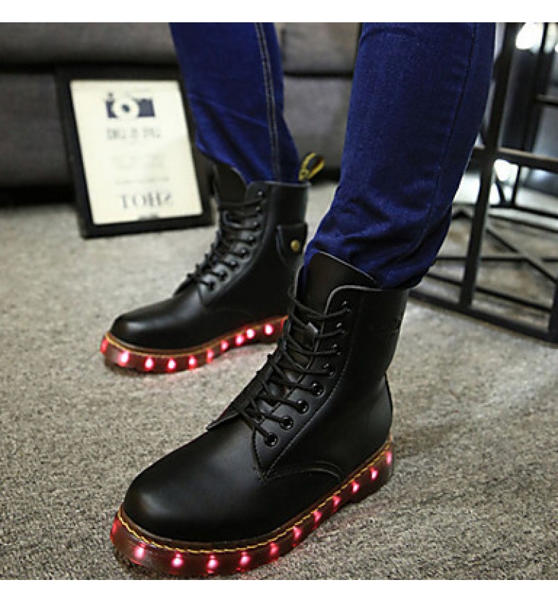 7 Colors Luminous Shoes Men Women Unisex Couple Lace-Up Toe Boot Martin boots Fashion Casual Flat Led Shoes Usb Charging  