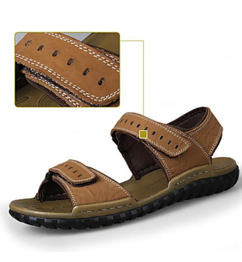 Men's Shoes Outdoor / Office & Career / Athletic / Casual Nappa Leather Big size Sandals Khaki  