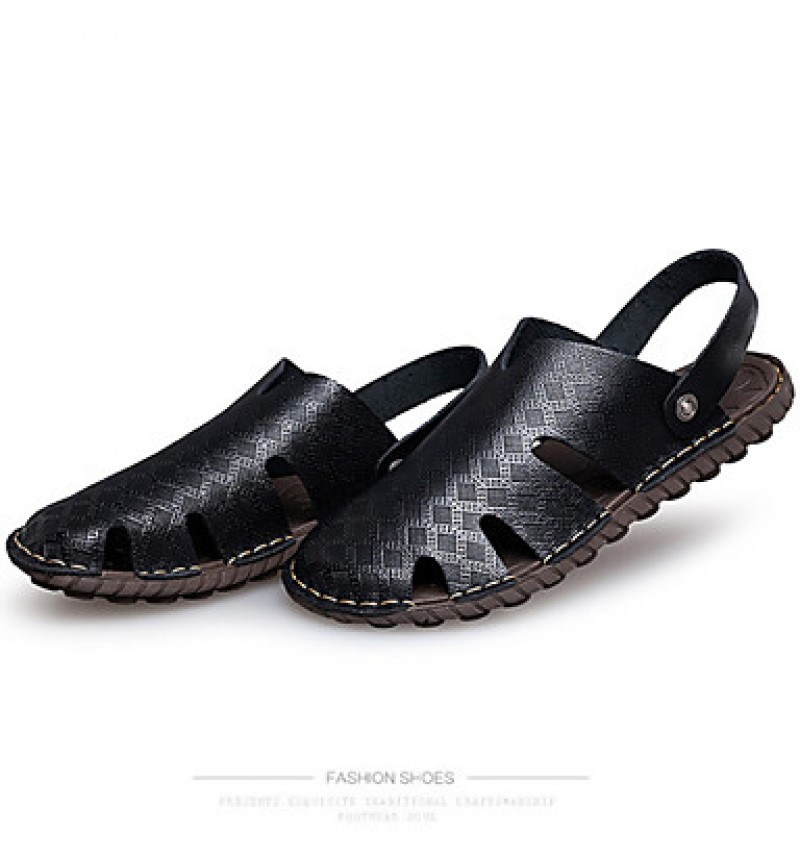 Men's Shoes Outdoor / Office & Career / Athletic / Dress / Casual Nappa Leather Sandals Big Size Black / Brown  